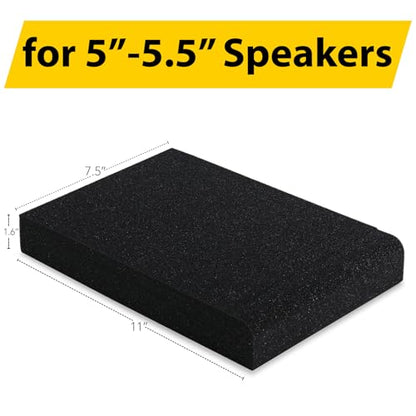 Studio Monitor Isolation Pads for 5 Inch Monitors, Pair of Two High Density Acoustic Foam which Fits Most Speaker Stands | SMPad 5 - size: for 5'' Speakers