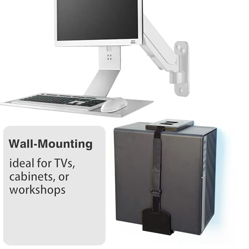 Universal Wall or Under Desk CPU Mount, Small PC/NAS Bracket – 4.5 to 9.2 inch Wide Computer Holder, Space-Saving Design with Safety Lock,Max Load 32Lbs