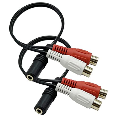 2Pack 3.5mm Female to Dual RCA Female Phono Stereo Splitter Cable; 3.5 Jack Socket F to 2RCA F Audio Adapter Extender Cord Cable
