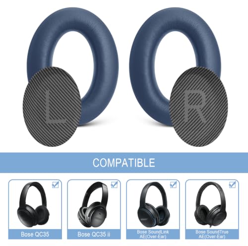 GEVO Premium Replacement Ear Pads for Bose QC35 & QC35ii -Twilight Blue | Fits QuietComfort 35 & 35ii / SoundLink 1&2 AE（Over-Ear）- Soft Protein Leather · Adaptive Memory Foam and Extra Durable - color: Twilight Blue