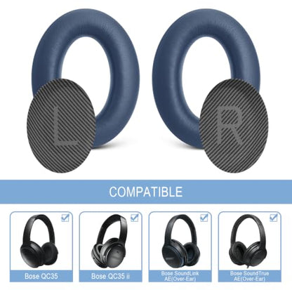 GEVO Premium Replacement Ear Pads for Bose QC35 & QC35ii -Twilight Blue | Fits QuietComfort 35 & 35ii / SoundLink 1&2 AE（Over-Ear）- Soft Protein Leather · Adaptive Memory Foam and Extra Durable - color: Twilight Blue