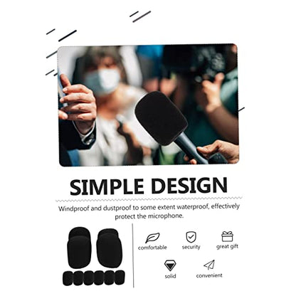 10pcs Black Sponge Microphone Covers Washable Windproof Mic Set