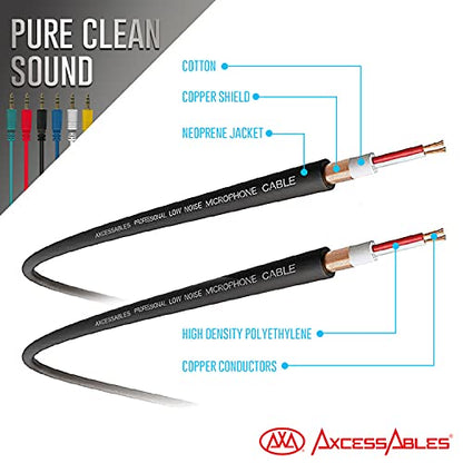 AxcessAbles 1/8 (3.5mm) TRS to 1/8 (3.5mm) TRS Balanced Minijack Stereo Patch Cables| Headphone Jack|1/8 aux Cable Bundle| 3.5mm Stereo Aux Audio Cables Multi-Color 6-Pack (3ft) - size: 3ft, style: 1/8 TRS to 1/8 TRS