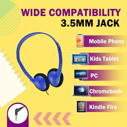 Classroom Headphones Bulk 25 Pack Class Set for School Students Kids and Adult -Sturdy Wired 3.5mm Plug (Mixed, 25 Pack) - color: Mixed, size: 25 Pack