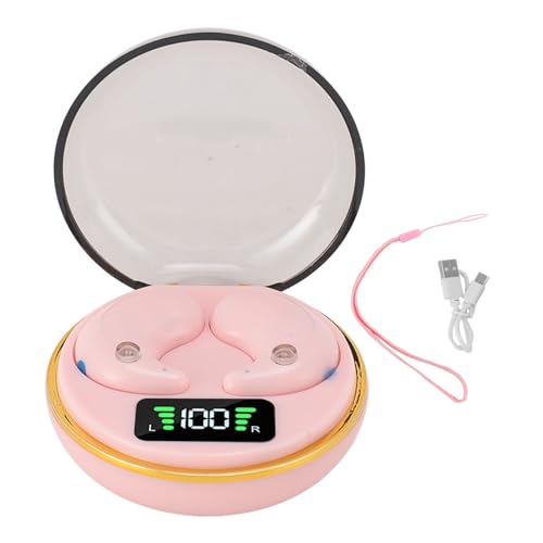 Yunseity Mini Bluetooth Earbuds, in Ear Stereo Earphones with Digital Display Charging Case, Mini for Sleep Work Music (Rose) - color: Rose