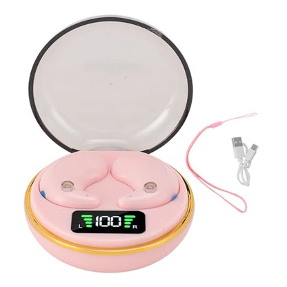 Yunseity Mini Bluetooth Earbuds, in Ear Stereo Earphones with Digital Display Charging Case, Mini for Sleep Work Music (Rose) - color: Rose