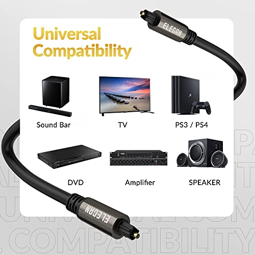 Optical Audio Cable 100 Ft Digital Audio Toslink Cable Cord-Fiber Optic-Gold Plated-Flexiable&Durable-for Home Theater,Sound Bar,PS4&Xbox-with 4 Right Angled and Mini Toslink Adapters+Ties - size: 100FT