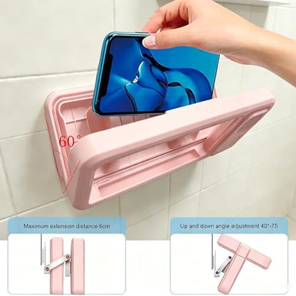 Shower Phones Holder with Speaker, Wall Mount Shower Phone Holder Waterproof, Bathroom Accessories, Waterproof Phone Case, 360° Rotation, Retractable Adjustable Bathroom Case Mount Shelf (PK) - color: PK