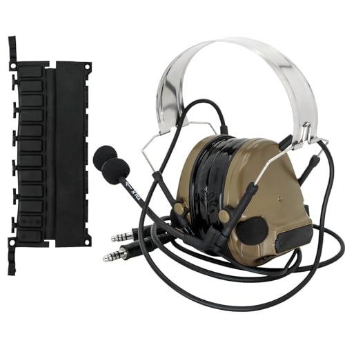 HEARFALCOM Dual Communication Tactical Headset with PTT Adapters U94 PTT Compatible with UV-5R, UV-82 Walkie Talkie Suitable for Airsoft Sports, Hunting, Hearing Protection(DE) - color: Sand