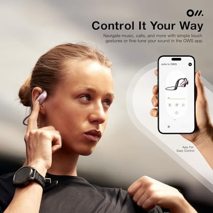 Oladance OWS Sports True Wireless Open-Ear Headphones, IPX8, 15H Playtime | Multi-Point Connectivity, Bluetooth 5.3, Durable Neckband, Virtual Bass 2.0, Liquid Silicone, Amplifier Chip - color: Pink