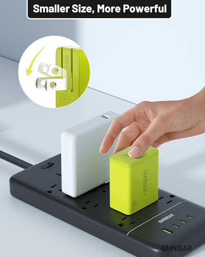 65W USB C Charger Block, 3-Port GaN Fast Wall Charger Power Adapter | 2 USB-C & 1 USB-A, Foldable Plug, PD 3.0 PPS Fast Charging, for iPhone 17/16/15, Galaxy S26/S25, Pixel 10/9, iPad & MacBook - color: Lime Green