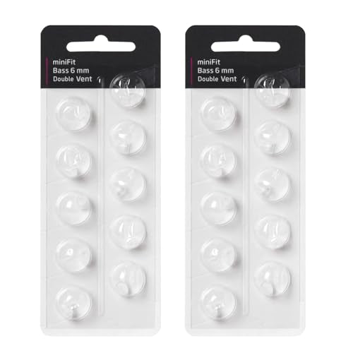 Hearing Aid Domes for Oticon MiniFit Double Vent Bass Domes: 2 Packs (6mm), Universal Domes for Oticon Hearing Aid Supplies - size: 2 Packs