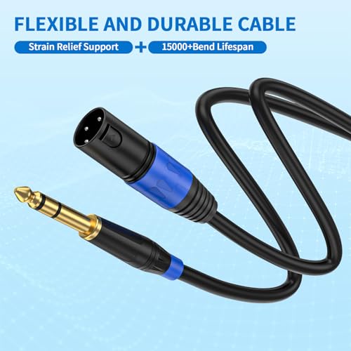 Male XLR to 1/4 Inch (6.35mm) TRS Mono Jack Microphone Cable,(2Pack, 3.3 FT) Balanced 3 Pin XLR Male to Quarter inch TRS Plug Mic Cord for Dynamic Microphone - size: 3.3 FT, 2Pack, style: XLR Male to 6.35mm