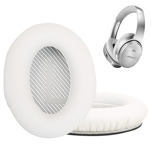 Earpads Ear Cushions Fit for Bose QuietComfort 35 QC35 QC35ii QC45 QC25 QC15 Headphones with Memory Foam& Protein Leather (White) - color: QC35 White