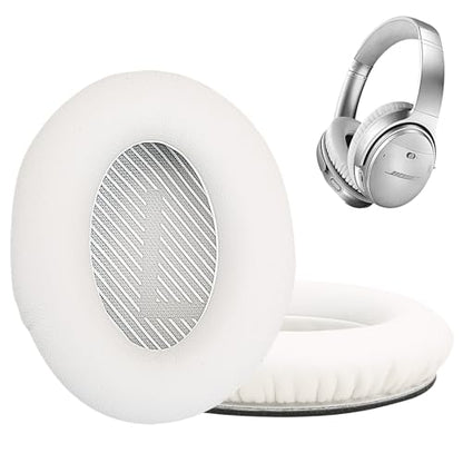 Earpads Ear Cushions Fit for Bose QuietComfort 35 QC35 QC35ii QC45 QC25 QC15 Headphones with Memory Foam& Protein Leather (White) - color: QC35 White