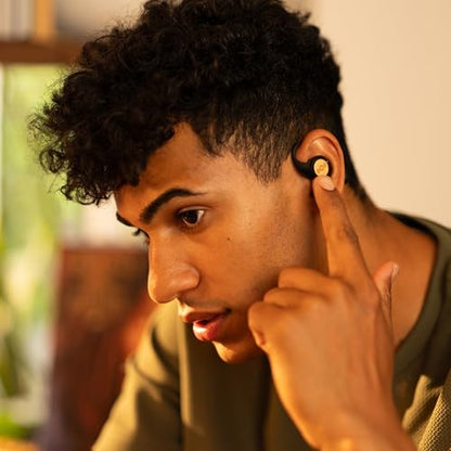 House of Marley Liberate Open-Ear True Wireless Earbuds, 20 Hrs Total Playtime, Quick Charge, Built-in Microphones, 12mm Drivers, Sustainable and Eco-Friendly Design (Signature Black) - color: Signature Black