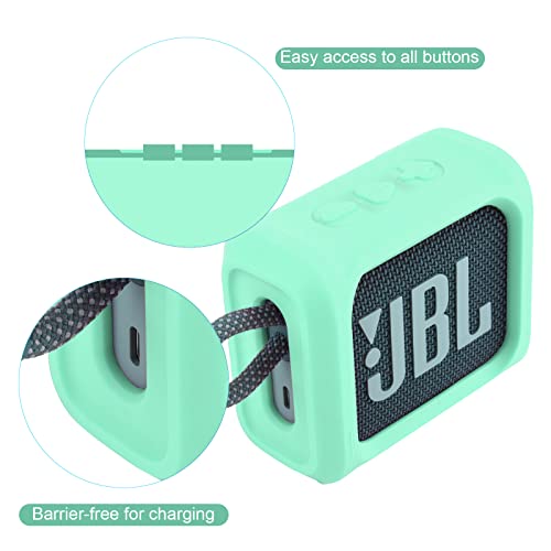 Silicone Case for JBL Go 3 Portable Speaker with Removable Strap for Bike Golf Cart Travel Carrying Case Protective Sleeve Speaker Cover(Mint Green) - color: Teal