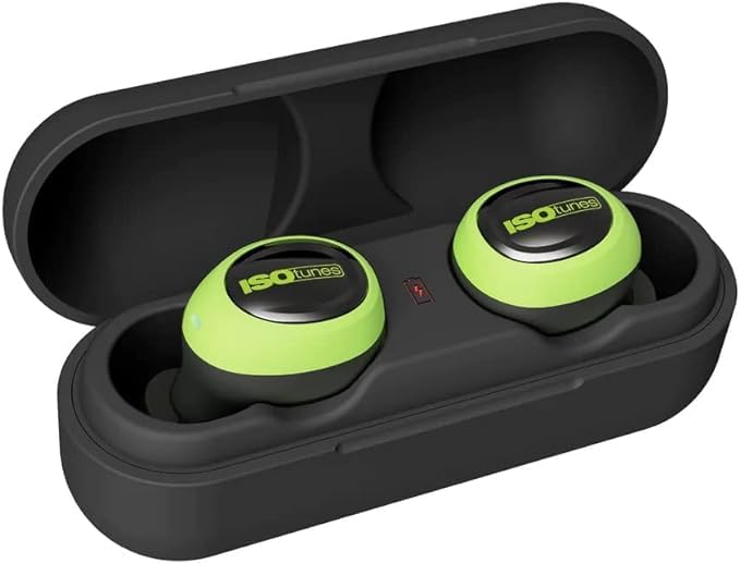 ISOtunes Free 2.0 Bluetooth Hearing Protection, OSHA Compliant Work Earbuds | 25 dB NRR, wireless earplug headphones, OSHA approved, true wireless Bluetooth, designed for work - color: Safety Green