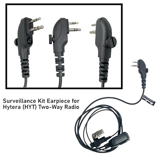 MaximalPower HYTERA HYT Single Wire 2-Pin Radio Earbud Headset PTT Mic in-Ear Clear Coil Tube