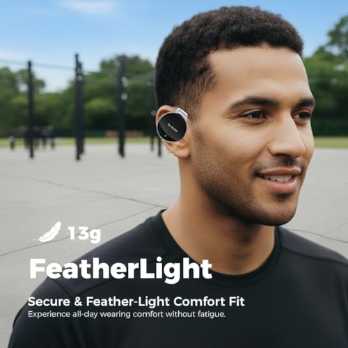 Micool Open-Ear Headphones Bluetooth V5.3, On Ear Headphones Wireless with Earhooks, Ear Clip On Earphones, Sports Headset Bluetooth with 4 Microphones, Noise Cancelling/Long Battery Life