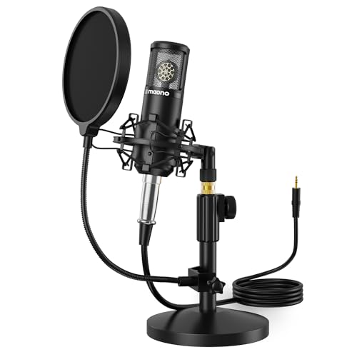 MAONO Condenser Microphone with 25mm Large Diaphragm, Professional Cardioid Studio Condenser Recording Mic with 3.5mm XLR for podcasting, Streaming, Singing, Vocal, Home-Studio (AU-PM325T)