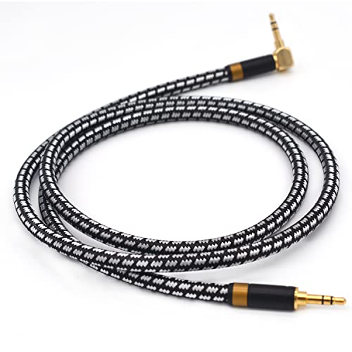 Aux Cord, Audiophile 3.5mm Stereo Audio Cable [1m (3.2Feet), Silvered-Plated Copper core, Right Angle] Unbreakable and Great for Laptop, Tablets, Headphones, Cars and More. - size: 1m (3.2 Feet), style: 3.5mm straight to right angle