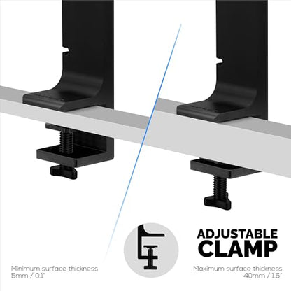BRAINWAVZ The Dillard - Side Desk Headphone Stand, Suitable for All Headsets, Clamps to Table, Save Space & Store Your Headphones Safely