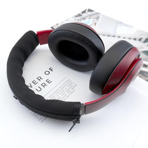 BlingKingdom Headphone Headband Cover, Black Band Cover, 9.2 x 3.1 in | Headphones Band Headband Protector with Zipper, Feels Comfortable, Detachable, Easy Cleaning