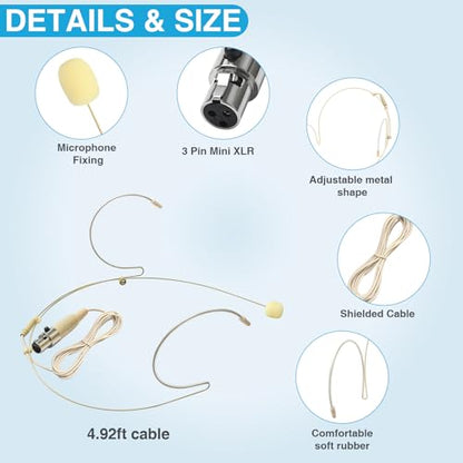 10 Pack Headset Microphone Dual Earset Headworn Over-Ear Mic for AKG Samson