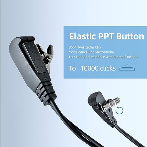 Split-Wire Earpiece - Headset Surveillance with Mic Compatible with 2 Pin Walkie Talkie Two Way Radio
