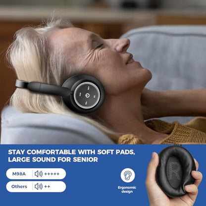 Wireless TV Headphones, 2.4GHz Low Delay with Transmitter,BKGD - color: BlackGold