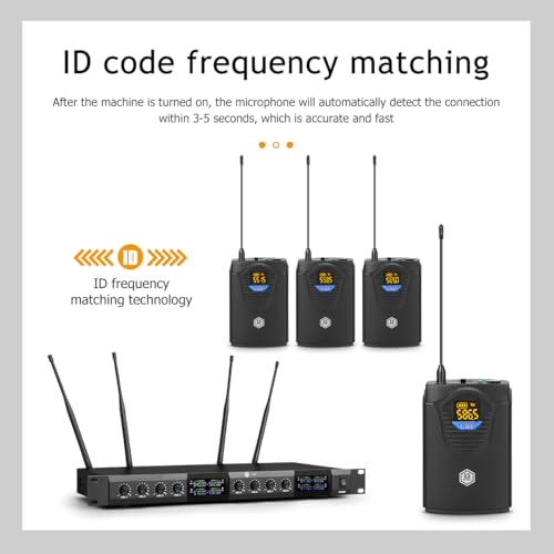W IN-MIX UHF Wireless Microphone System – 8 Channel, 165ft Range, Headset & Lavalier Mics for Church, Conference, Stage, Karaoke - style: 8 bodypack