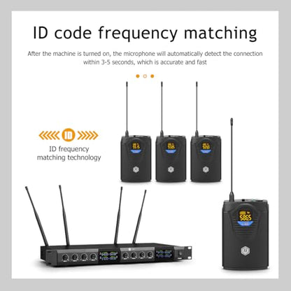 W IN-MIX UHF Wireless Microphone System – 8 Channel, 165ft Range, Headset & Lavalier Mics for Church, Conference, Stage, Karaoke - style: 8 bodypack