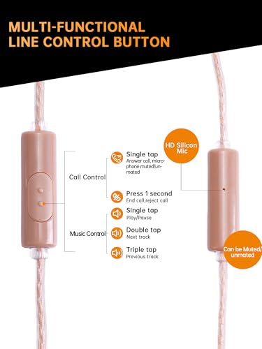 USB C Wired Earbuds IEM Headphones with Mic, HiFi Loud Earphones | detachable cable, loud, comfort, secure fit, noise cancelling, clear calls, durable, sport, running, for phone laptop tablet