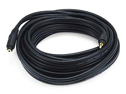 Monoprice Audio Extension Cable - Premium 3.5mm Stereo Male to 3.5mm Stereo Female, Gold Plated, 22AWG, 25 Feet, Black - size: 25 Feet
