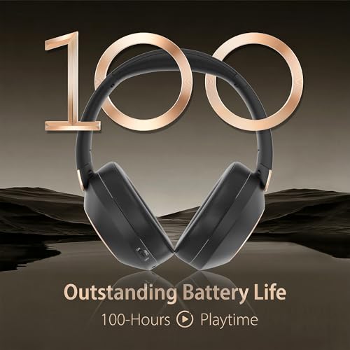 Active Noise Cancelling Headphones, 100H Playtime Headphones Wireless Bluetooth, Bluetooth Headphone with Mic, Over Ear Wireless Headphone with Deep Bass,Fast Charging for Travel - color: Black