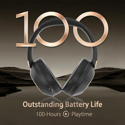 Active Noise Cancelling Headphones, 100H Playtime Headphones Wireless Bluetooth, Bluetooth Headphone with Mic, Over Ear Wireless Headphone with Deep Bass,Fast Charging for Travel - color: Black