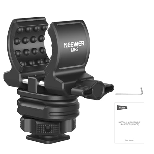 NEEWER Microphone Holder with Cold Shoe Adapter, Noise Reducing Shock Absorbing Mic Mount Accessories with Built in Silicone Pads, for Mics of 0.7" to 1" (19 to 25mm) in Diameter, MH3