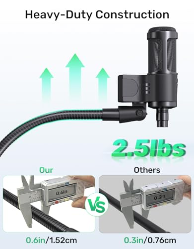 19" Flexible Gooseneck Mic Stand with Desk Clamp【Heavy Duty】, Dual Holder | Upgraded Desk Clamp, 2 Mic Holders, 1/4" and 3/8" Adapters, Ideal for Gaming, Live Streaming, Podcast, Conference, and Podium - size: Upgraded Heavy-Duty Clamp