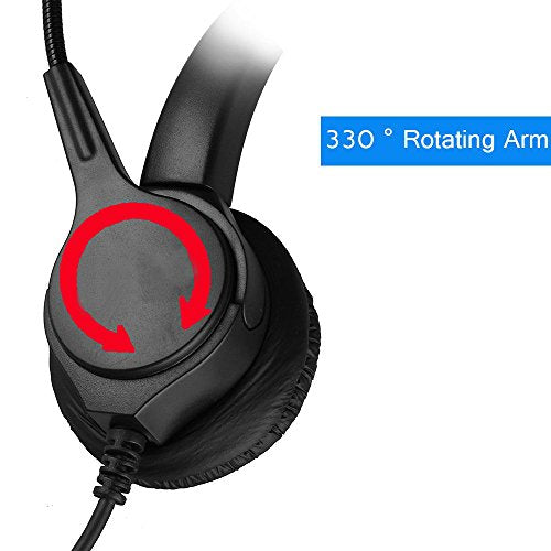 Telephone Headset, Hands-Free Call Center Noise Cancelling Corded Binaural Headset Headphone 4-Pin RJ9 Crystal Head Mic Microphone Desk Phone -Telephone Counseling Services,Insurance, Hospitals