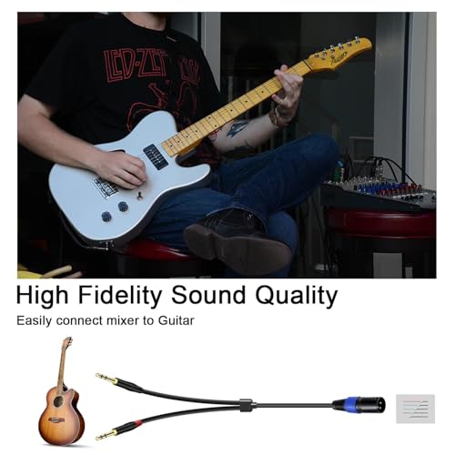 6.35mm Dual TRS to XLR Male Cable for Microphone, Mixer, Amplifier, 3.3 FT, Dual1/4 TRS to XLR Audio Cable, Y Splitter Patch Cord, 3-Pinxlr to Dual 1/4 Male Converter Adapter Cable - size: 3.3Ft, 1Pack, style: Dual 1/4 to XLR Male