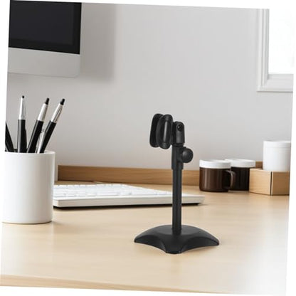 Alasum Microphone Base Stand with Mic Heavy-duty and Desktop Adjustable round Iron, Abs Material Holder Compatible with Heavyweight Handheld Microphones for Tabletop Interviews