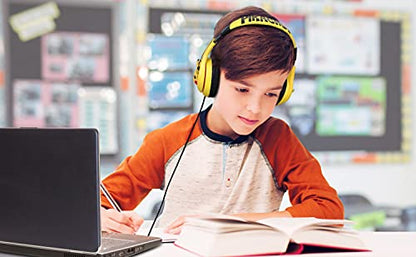 eKids Pokemon Pikachu Wired Kids Headphones, Adjustable, Stereo Sound, 3.5Mm Jack, Tangle-Free, Volume Control, Children's Headband On Ear for School Home, Travel - color: Yellow