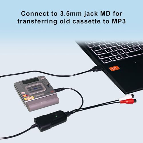 Wiistar USB2.0 Audio Capture Card RCA L/R+3.5mm Audio to USB up to 96kHz | Support Wave/MP3 for Tape MD CD Player Phono Laptop