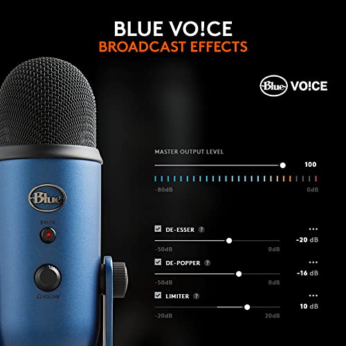 Logitech Creators Blue Yeti USB Microphone for PC, Mac, Gaming, Streaming, Podcasting, Studio and Computer Condenser Mic with Blue VO!CE Effects, 4 Pickup Patterns, Plug and Play - Midnight Blue | Mac, Gaming, Streaming, Podcasting, Studio and Computer Co