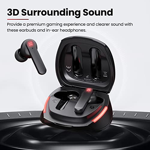 Tecno Wireless Earbuds Bluetooth Gaming Headphones with Microphone, in Ear Bluetooth Gaming Earbuds Noise Cancelling with Mic, 50ms Ultra-Low Latency Bluetooth Earbuds Gaming, G01 White
