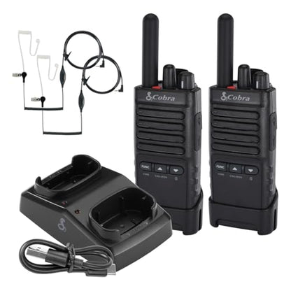 Cobra PX652 Professional Walkie Talkies, Rechargeable, 22 Channels | 300,000 sq. ft/25 Floor Range, Dust Protected & Splashproof (IP54 rating), Headsets and Chargers Included (2-Pack) - style: PX650 - 2 Pack