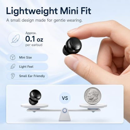 Invisible Sleep Earbuds for Side Sleepers, Mini Bluetooth Headphones, Black - color: Black
