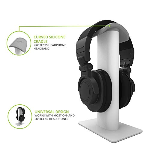 Kanto H2W Premium Universal Headphone Stand with Curved Silicone Padding for On and Over Ear Headphones | White - color: White, style: H2 Premium