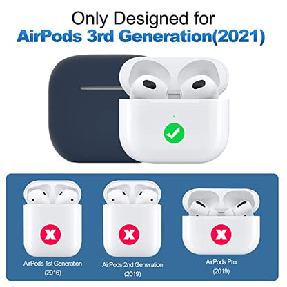 Compatible with AirPods 3 Case, Protective Silicone Cover for AirPods 3rd Generation Case 2021, Wireless Charging - Dark Blue - color: A-Dark Blue